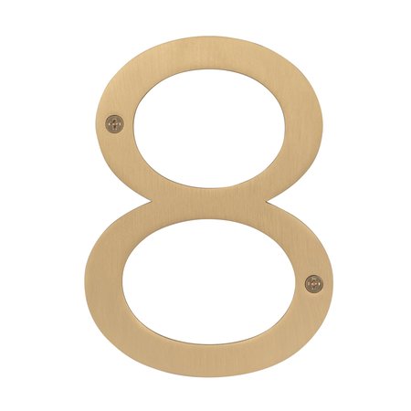 SURE-LOC HARDWARE Sure-Loc Hardware Stainless Steel House Number, 6, No. 8, Satin Brass HNSS6-8 SB